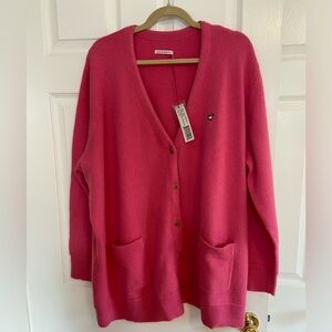 3X NWT Frances Valentine Collegiate V-Neck Button-Down Cardigan in Pink